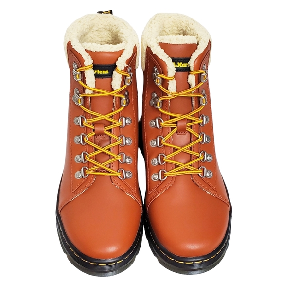 NWB Dr Martens combs leather faux fur lined combat boots rust tan waterproof - Picture 12 of 16